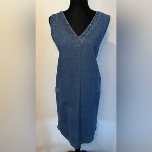 Vintage 90s Denim Dress with V-neck